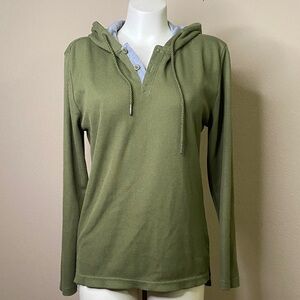Hudson & Barrow Olive Green Hooded Long-Sleeve thermal Knit Top S